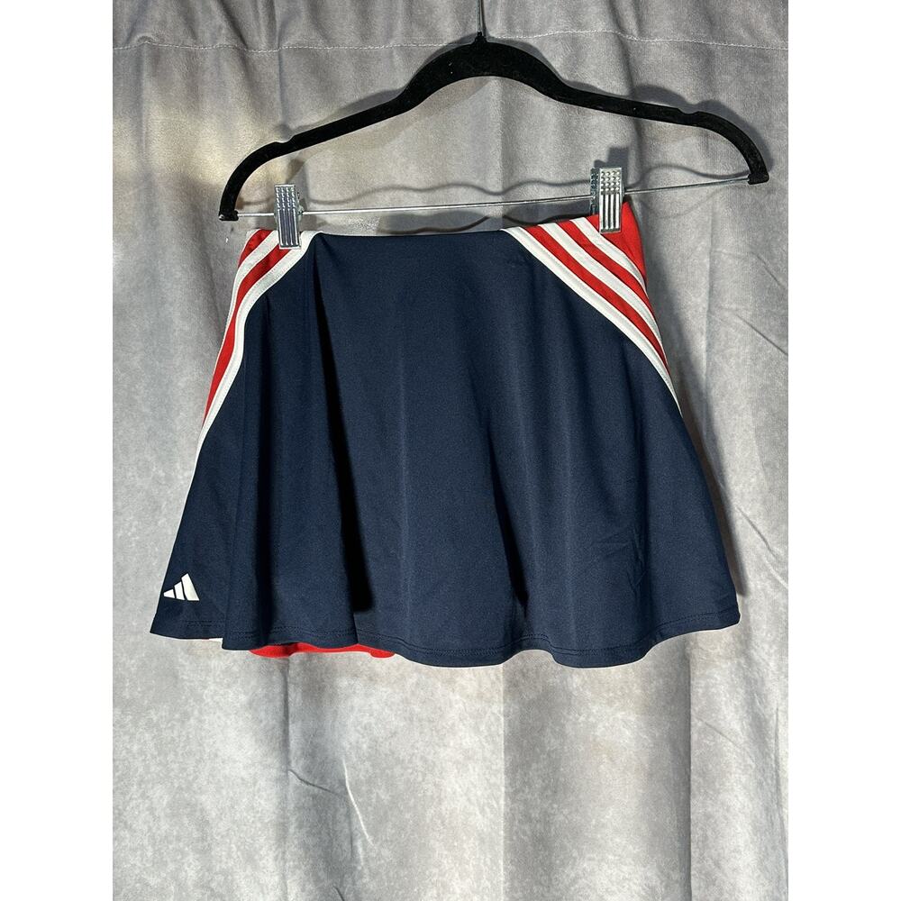 Adidas Girls Large L 14 Navy Blue Red White Tennis Skirt Skort Undershorts - Picture 2 of 2